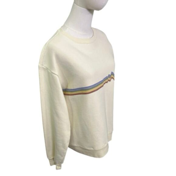 Patagonia Uprisal Crew Sweatshirt Mountain Stripe Logo Cream Size L - Picture 8 of 8